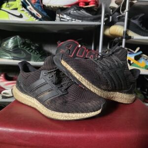 🔥 adidas UltraBoost Size 12 Black Athletic Shoes with Tan Sole